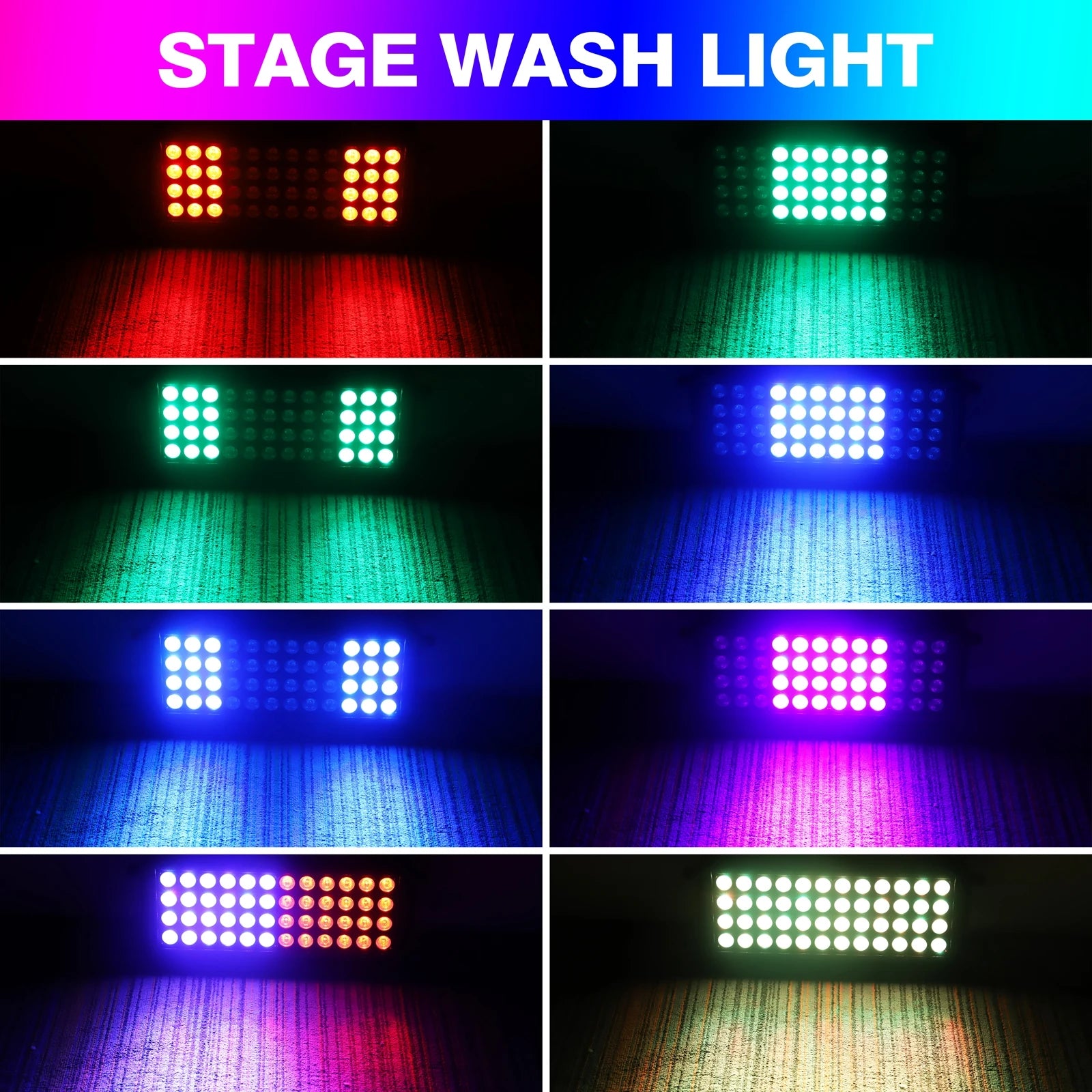 U`King 2Pcs 80W Square Wall Wash Light 48LEDs RGB DJ Lights Color Mixing Rainbow Effect Highlights For Outdoor Building Exterior