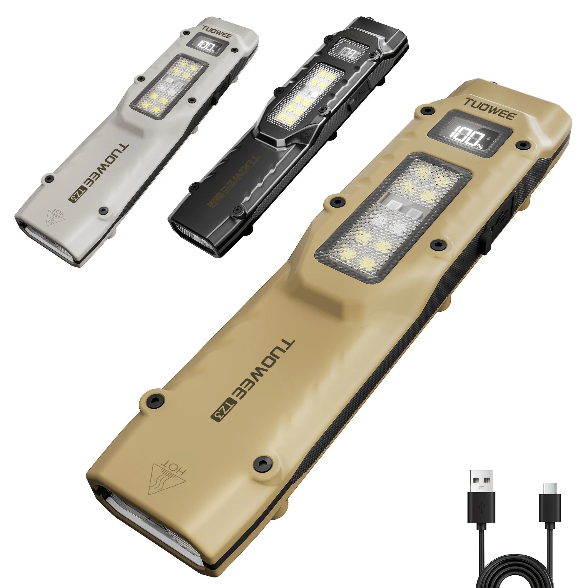 Rechargeable Slim EDC Flashlight, High CRI Tactical Light for Women. Equipped with Side Lights of Warning Red, UV and White LED. 1500 Lumens Pocket Flashlight with 5 Light Modes, Great for Outdoor, Emergency and Work Use.
