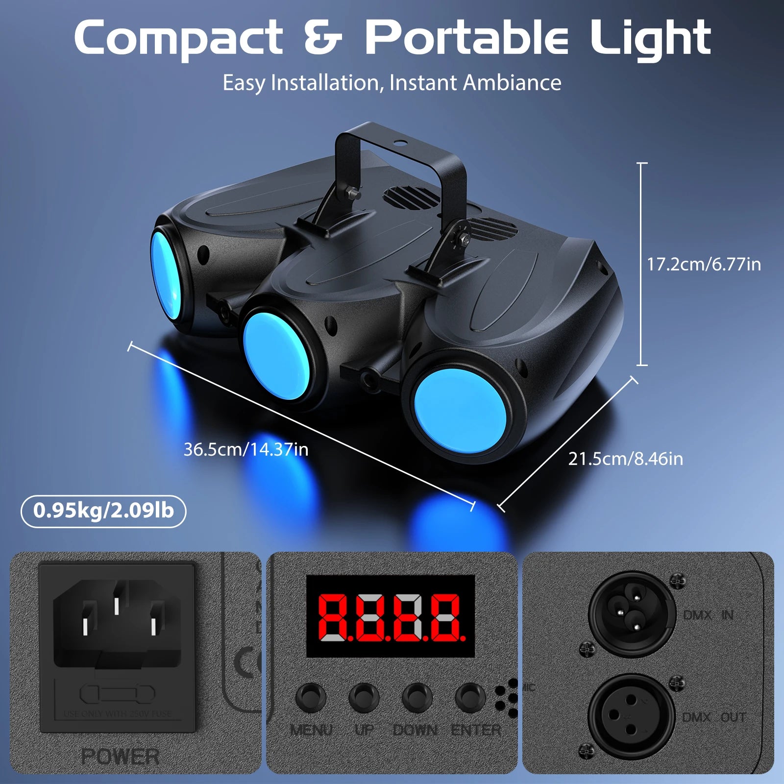 Fieryzeal 2PCS 30W RGBW 192LED Stage Light 3 Heads Airship Projector Lamp DMX512 Patterns Stage Effect Light for DJ Disco Party