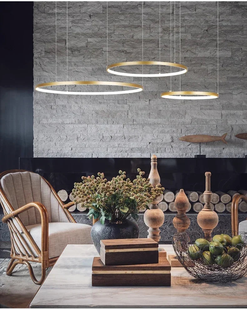 Led Chandelier Black Rings Ceiling Mount Chandelier Lighting for Living room Dining room Kitchen Luminaires