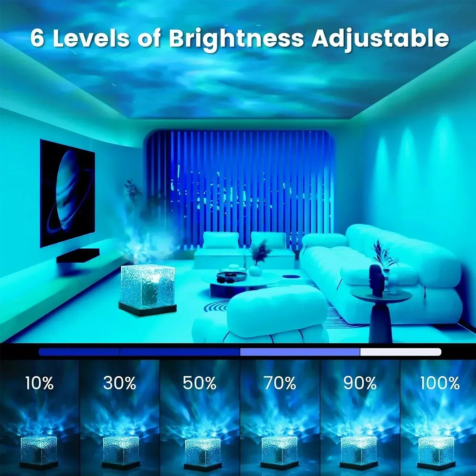 Ocean Wave Projector Light 16 Colors Midnight Aura Aurora Glow Lamp Home Office Bar Restaurant Underwater Projector Night Light