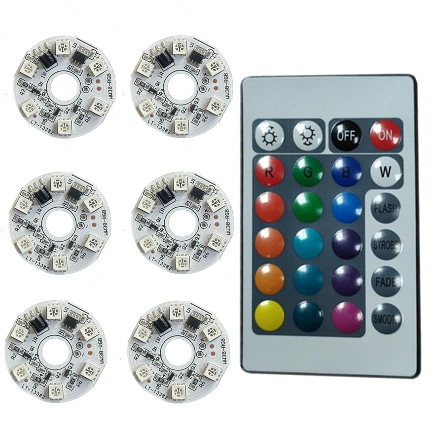 1Set 5V RGB LED Lights Plate Linkage Control Colorful Source Wireless Remote Car LED Interior Ambient Light LED Beads COB Chip