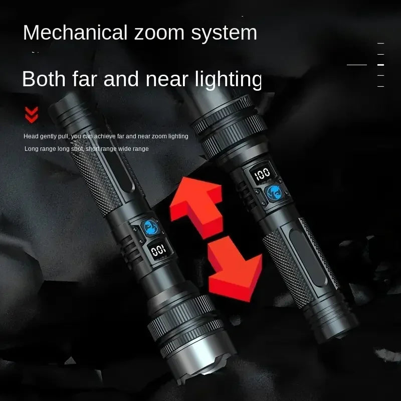 Powerful SL-301 LED Flashlight Battery Display USB Rechargeable LampTelescopic Zoom Torch Light Outdoor Camping Flash Light
