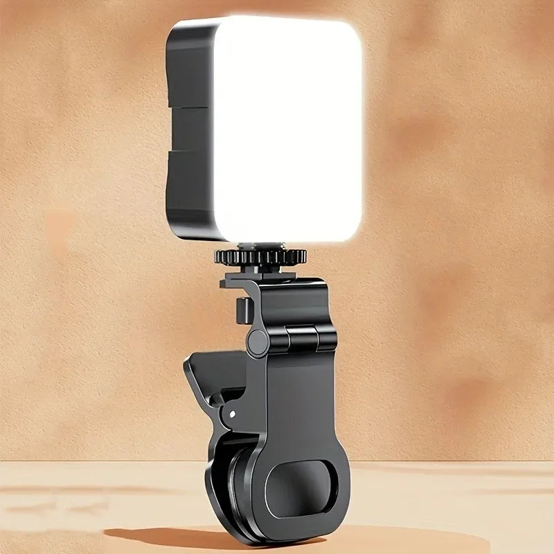 Professional Clip On Phone Ring Light with 10 Brightness Levels USB Rechargeable Portable Selfie Fill Light for Live Streaming