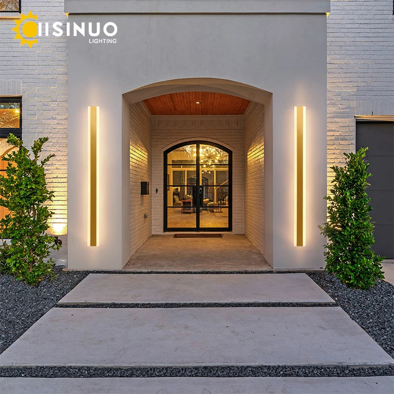 Outdoor Garage Porch Lighting LED Long Wall Sconces Brightness Garden Lamp Black Gold White Gray 85v 265v Villa Sconce Luminaire