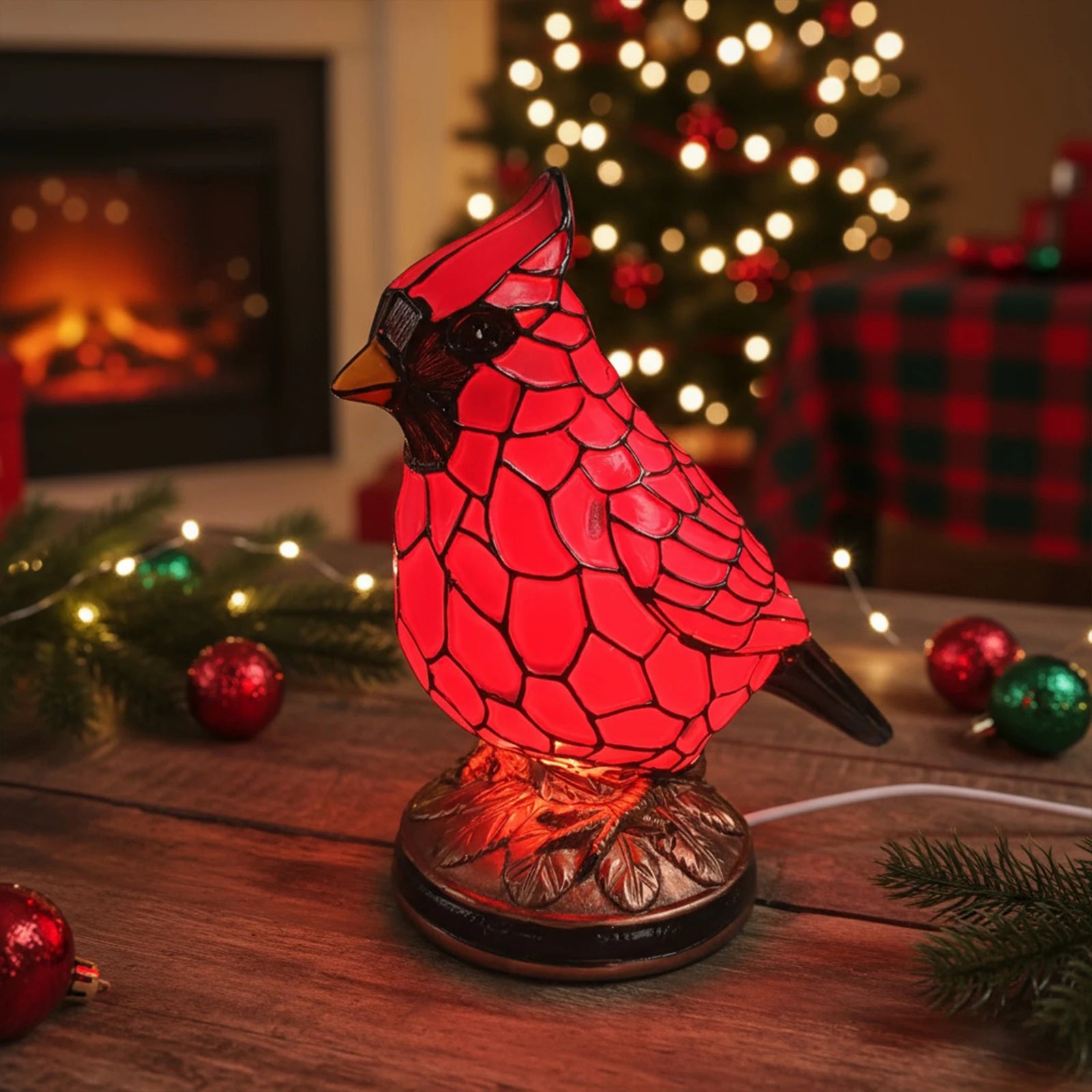 Cardinal Lamp Christmas Art Decor Light Red Bird Night Light Home Decor (Large)