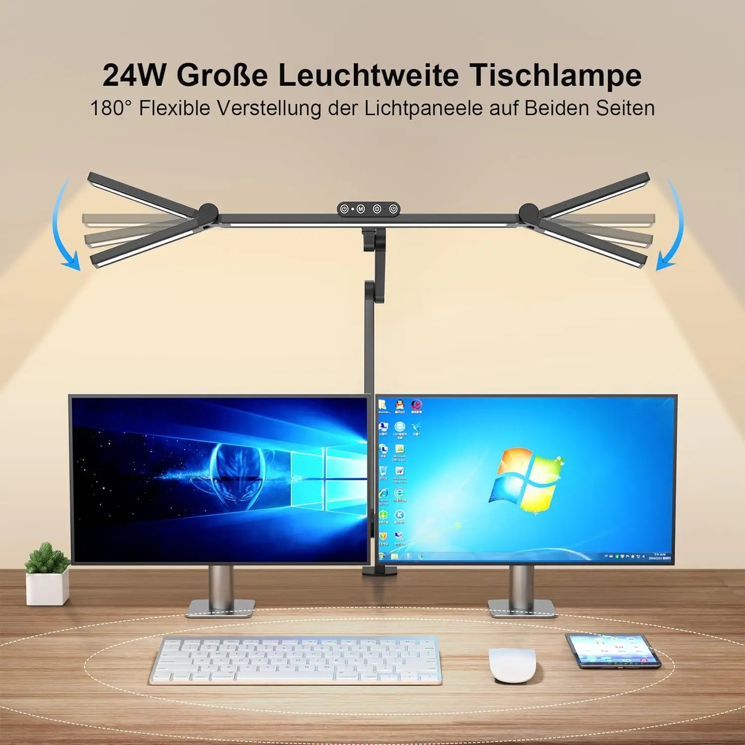 led Desk Lamp with Clamp, 24W Ultra Bright Architect LED Table Lamp for Home Office with Atmosphere Lighting, Automatic Dimming