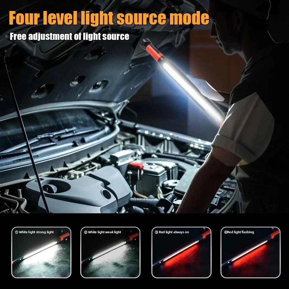 Super Bright Magnetic Work Light Built-in 5200mAh Rechargeable Battery Underhood Work Lamp Bar For Car Repair Outdoor Lighting