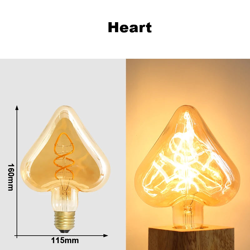 E27 LED Filament Light Bulb 220V 4W A60 ST64 T45 T185 G80 G95 G125 Retro Vintage Ampoules LED Edison Lamp Spiral Bulb For Home