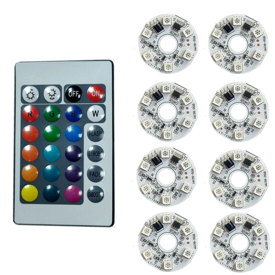 1Set 5V RGB LED Lights Plate Linkage Control Colorful Source Wireless Remote Car LED Interior Ambient Light LED Beads COB Chip