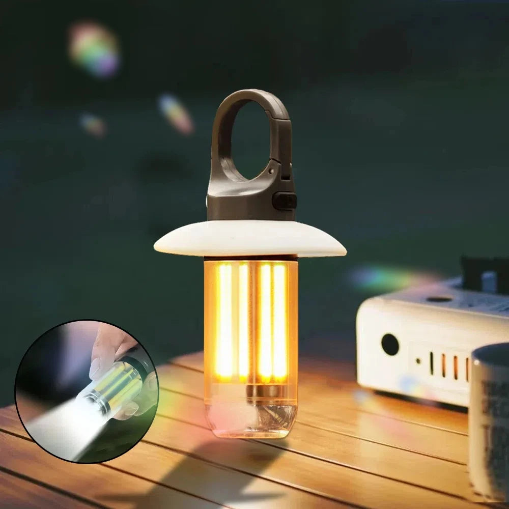 LED Rechargeable Flashlight Camping Lantern 5 Modes Super Bright Portable Hanging Tent Lamp Waterproof Hiking Fishing Outdoor