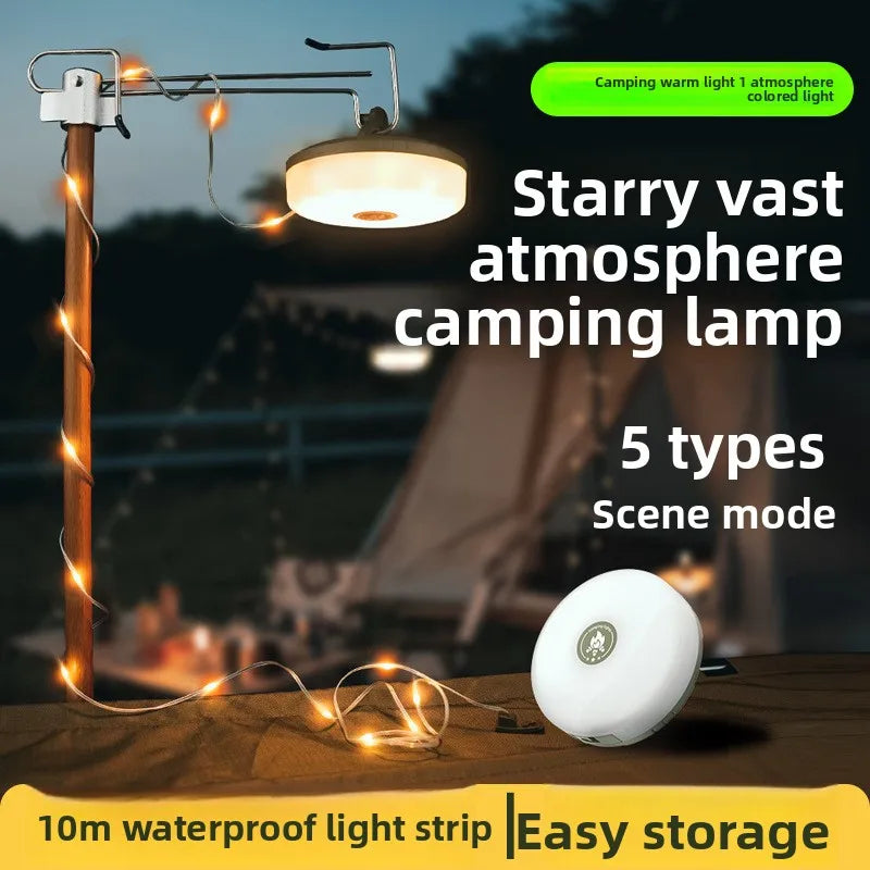 Rollable LED Garland Camping Light with Retractable LED String Lights Colorful Festive Atmosphere Party Tent Lighting Current