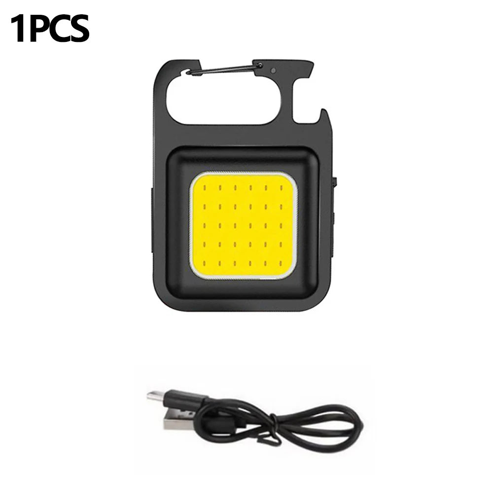 Portable Mini Super Bright COB Keychain Light 4 Lighting Modes Forwork Light Flashlight Charging Lamp Camping Lights with Magnet