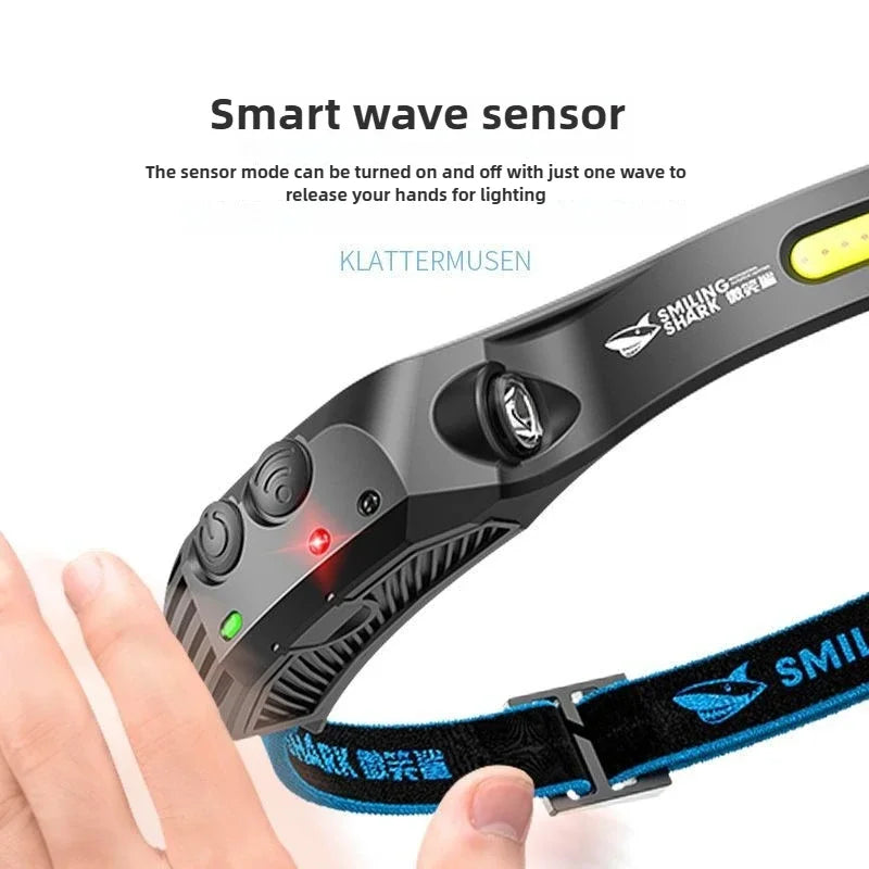 New COB Headlamp Powerful Induction LED Sensor Head Torch USB Charging with Battery Flashlights for Fishing Outdoor Riding