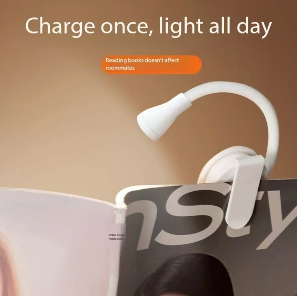 Mini LED Book Night Light Adjustable Clip 360° Flip Study Eye Protection Lamp Rechargeable 3 Color for Travel Bedroom Reading