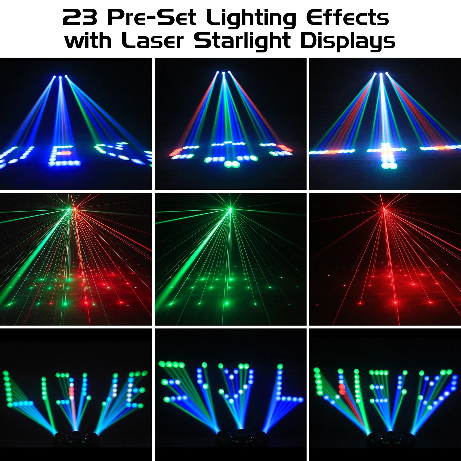 Fieryzeal 2PCS 30W RGBW 192LED Stage Light 3 Heads Airship Projector Lamp DMX512 Patterns Stage Effect Light for DJ Disco Party
