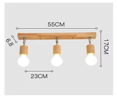Wooden Spotlights Surface Mounted Household LED Rotating Ceiling Light Living Room Background Wall Lamp Track Lighting For Home