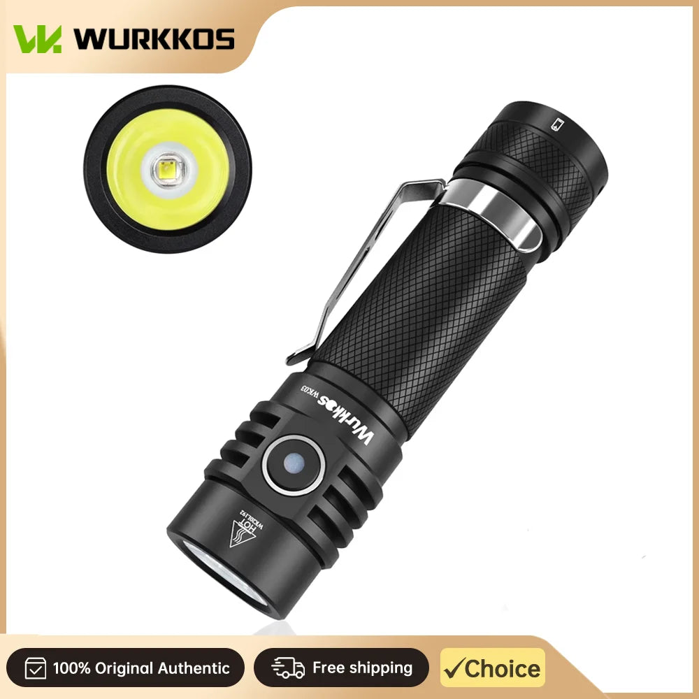 Wurkkos WK03 LED Flashlight 18650 Torch 1800LM ATR Luminus SST40 Rechargeable USB C Light IP68 Waterproof for Hiking Camping