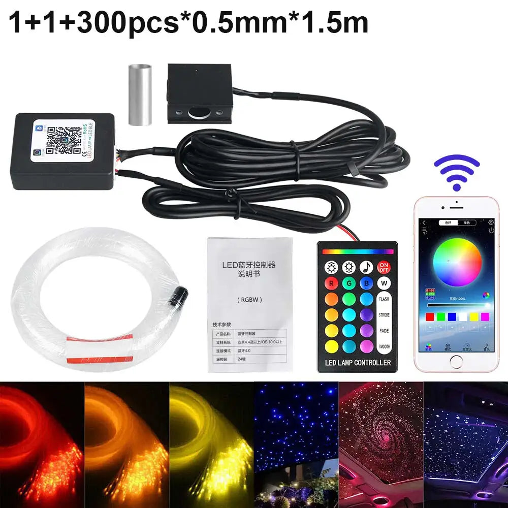 1/2/4 Split Fiber Optic Light Starry Sky Lamp APP Music Remote Control Car Roof Star Light Ceiling for Car Home