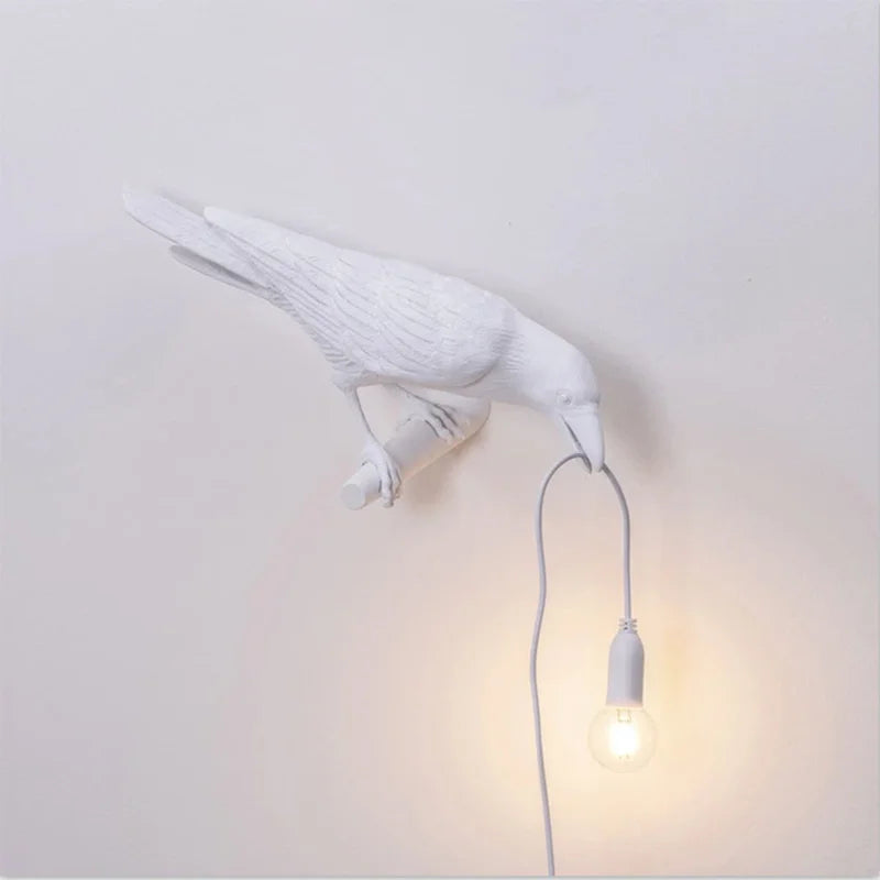 Resin Lucky Bird Crow Wall Lamp Table Lamp Night Light Bedroom Bedside Living Room Wall Lamp Home Decoration(Free Bulb)