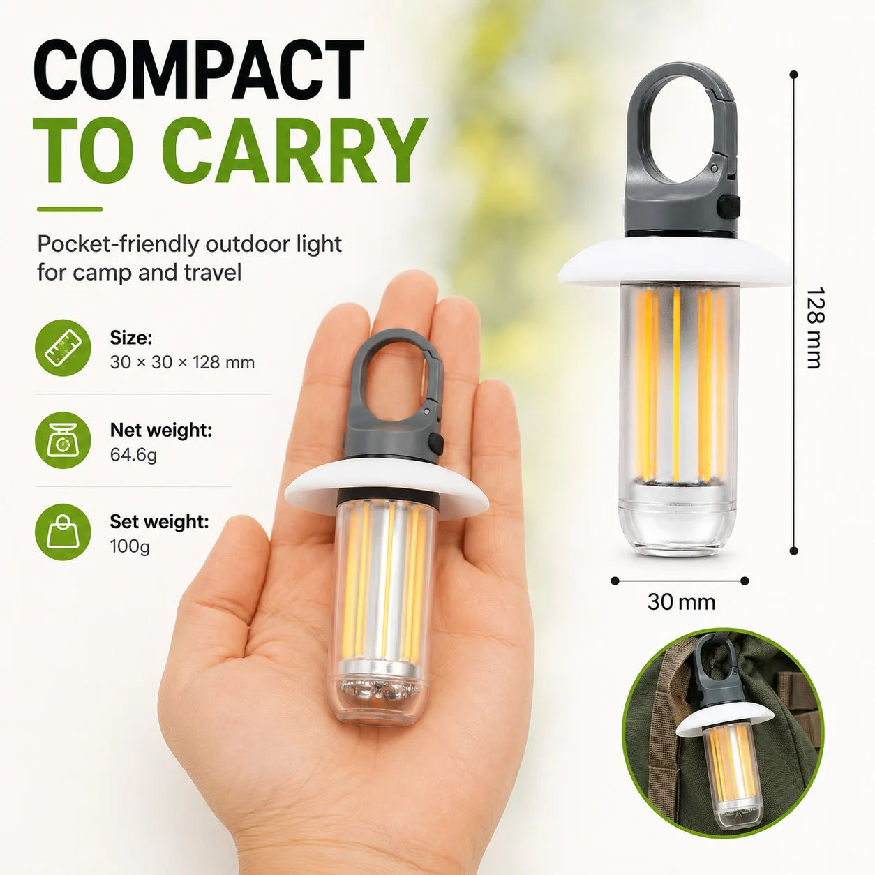 LED Rechargeable Flashlight Camping Lantern 5 Modes Super Bright Portable Hanging Tent Lamp Waterproof Hiking Fishing Outdoor