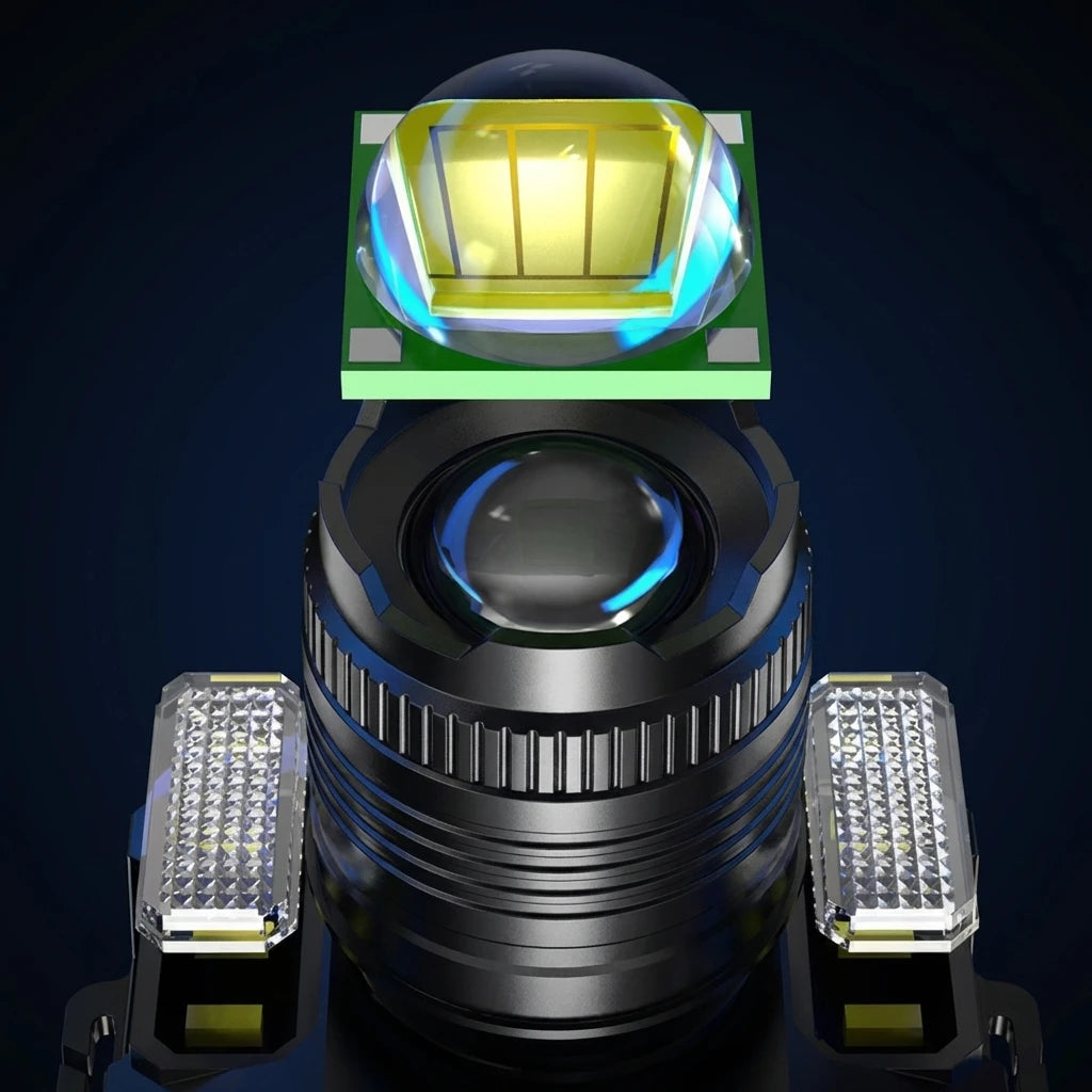 Smart Induction White Light LED Headlamp with Zoom USB Charging Sensor Multi-Function Outdoor Head Torch Lantern