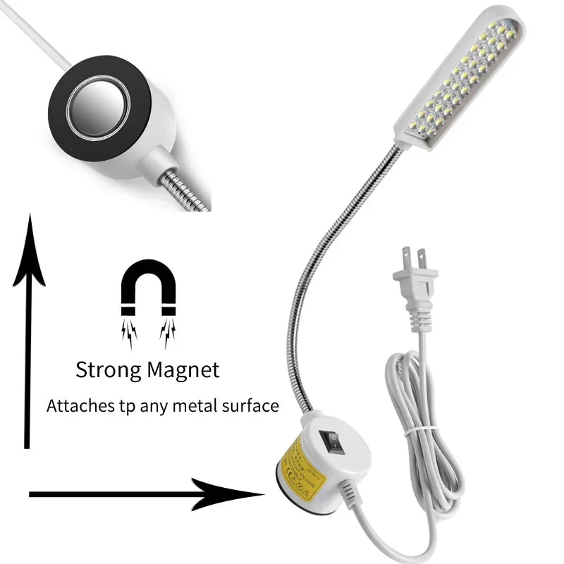 Adjustable LED Sewing Machine Lamp with Magnetic Base 360 Flexible Gooseneck Workbench Light Industrial Sewing Lamp for Crafting