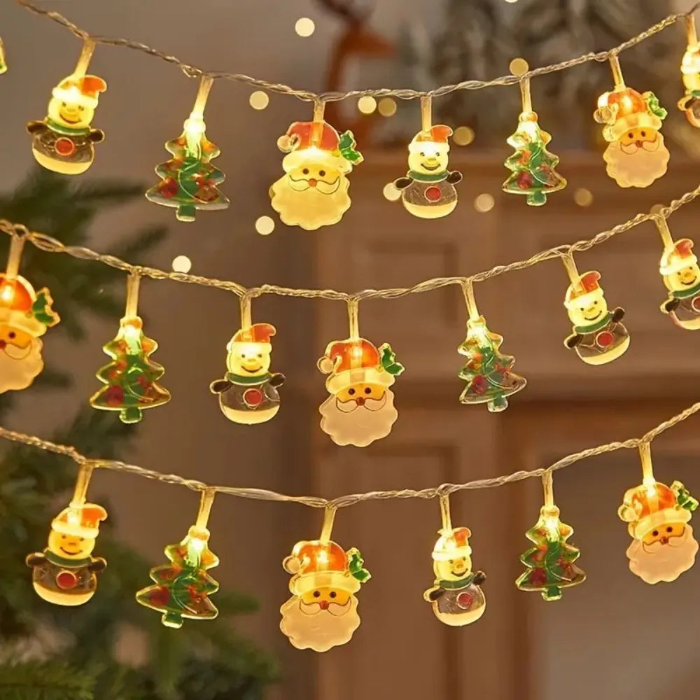 1PC 1.5M10LED Santa Claus Snowman Christmas Tree Light String,powered by AA batteries,Excluding Battery,Christmas Decoration ﻿