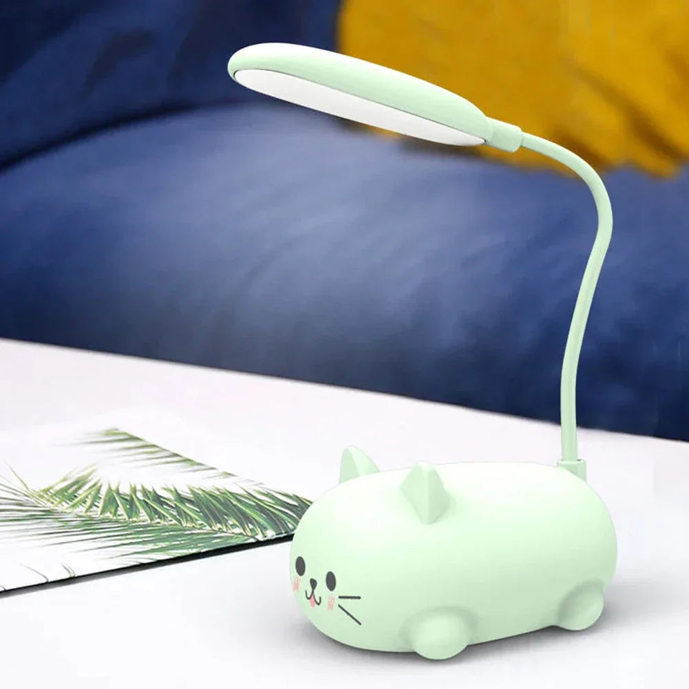 USB Night Light Foldable Cute Cat Student Learning Light Rechargeable 400mAh Adjustable Gooseneck Kids Gifts for Bedroom Office