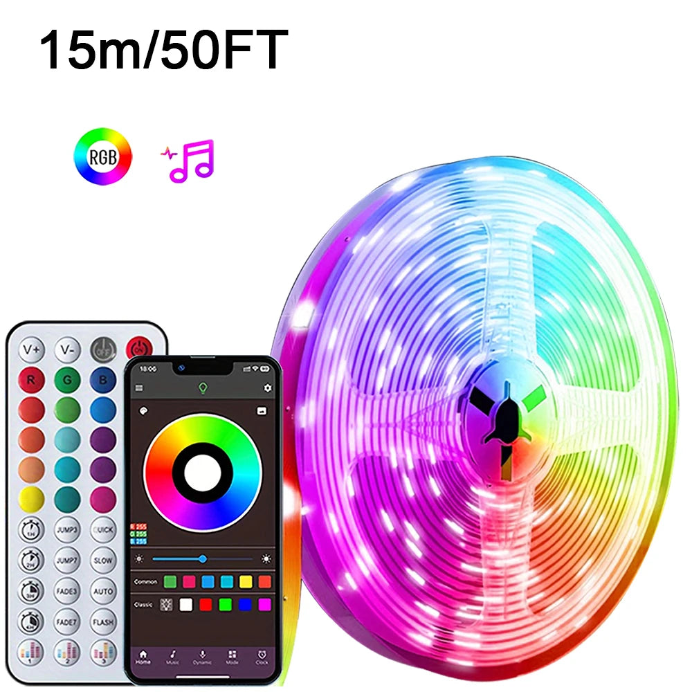 RGB Led Strip Lights with Music Sync, APP Control Led Tape Lights for Bedroom Room Party Decor TV Backlight