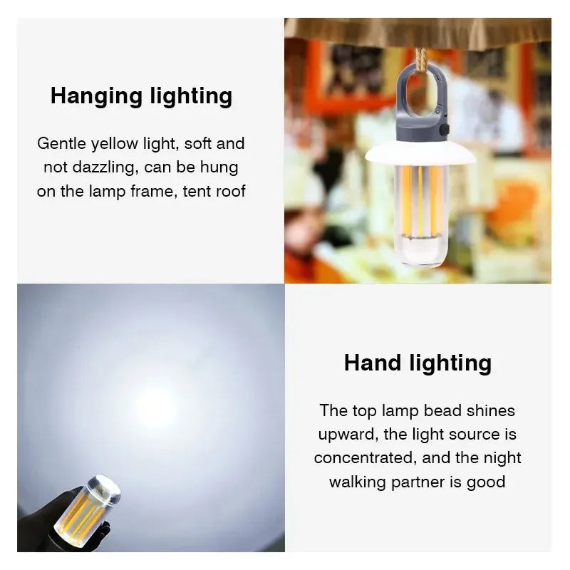 Rechargeable LED Portable Light Super Bright Flashlight Camping Light Work Light 5 Lighting Modes Waterproof Outdoor Light
