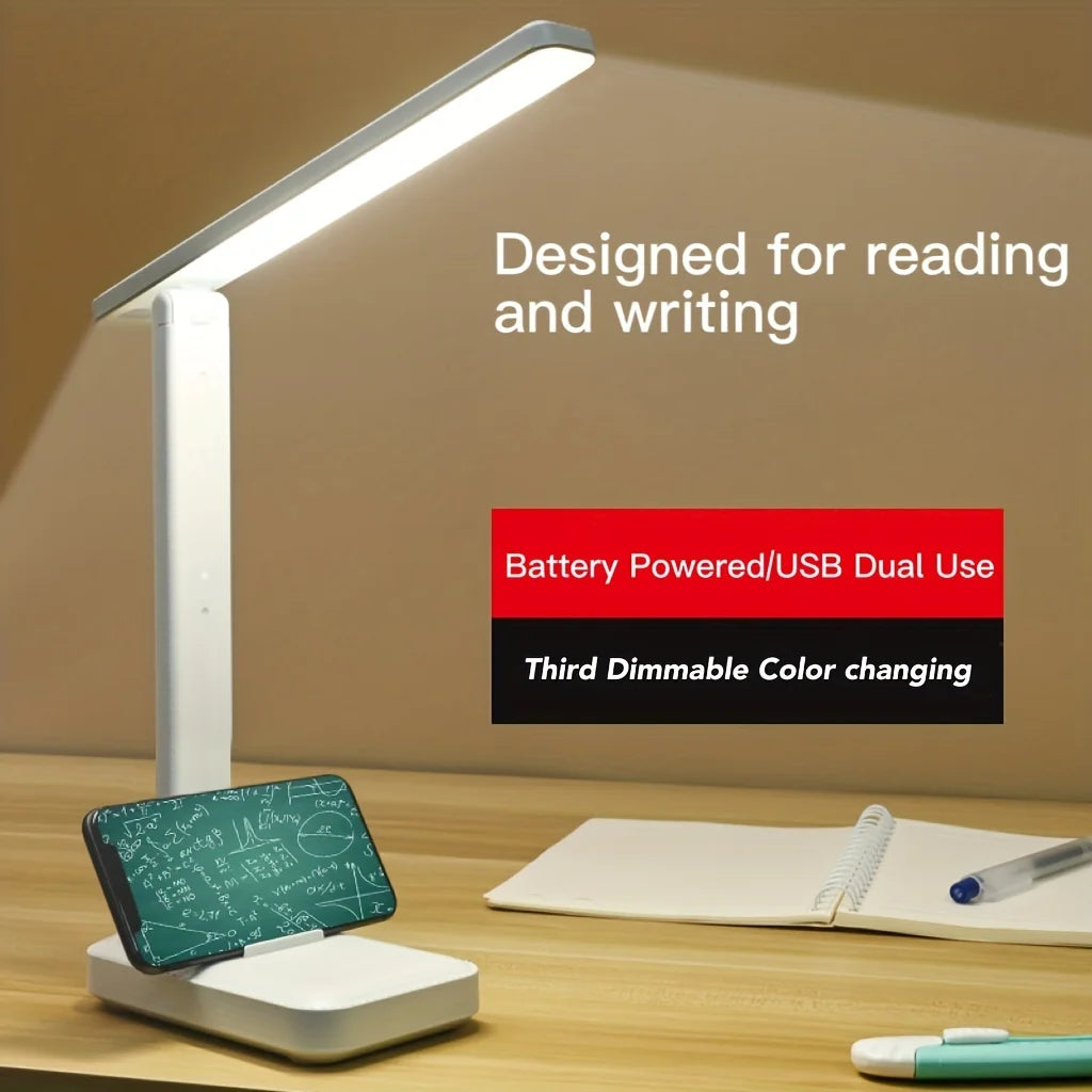 Foldable Eye Protection Desk Lamp, Supports Three-Speed Dimming, Supports USB Charging and Plug-In Two Styles, and Has Learning