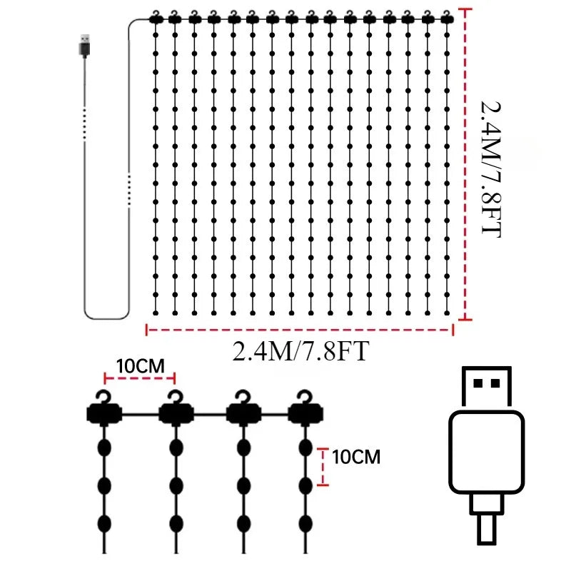 1/2PCS Smart Curtain Lights RGB Curtain String Lights with App Remote Music Sync Dynamic DIY for Indoor Outdoor Xmas Wall Decor