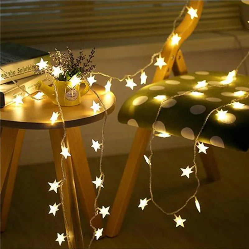 6M 40Led Lights Outdoor Decoration String Lights Christmas Tree Home Window Decor Holiday Lighting Star Light Strings