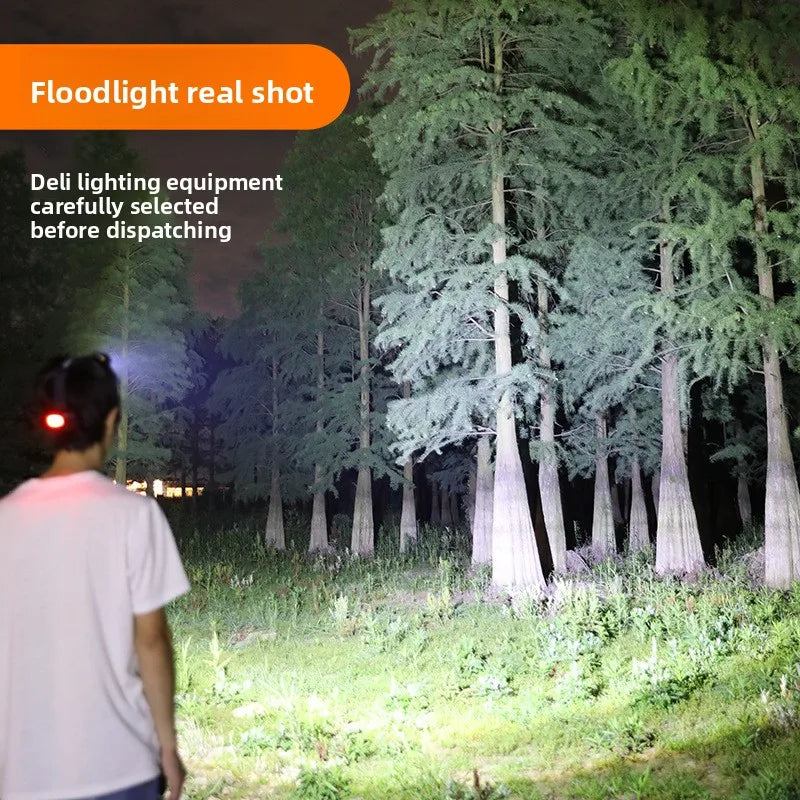 LED ultra strong headlight sensing zoom charging head flashlight high-power headlight 1000M headlight using 2 * 18650 fishing
