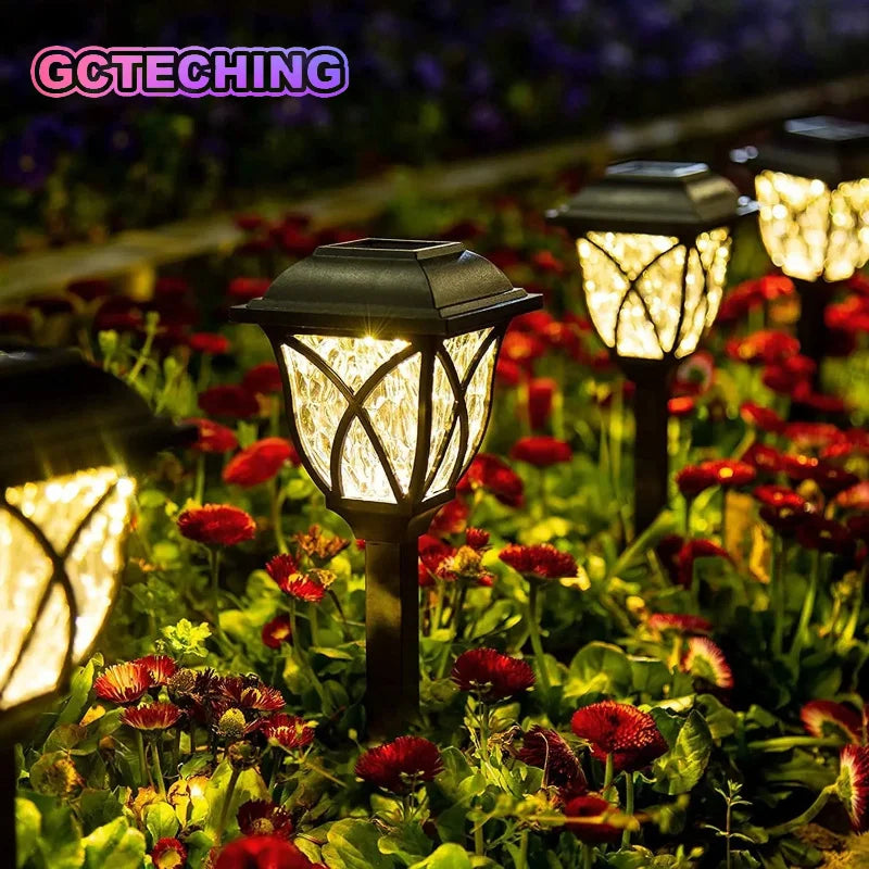 Led Solar Lawn Lights Outdoor Lamp Waterproof Warm Light Garden Courtyard for Walkway Path Villa Landscape Lights