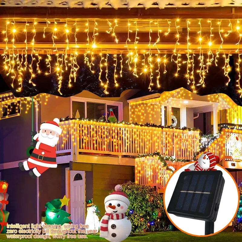 Outdoor Waterproof Solar Light LED Ice Bar Wedding Party Garden Courtyard Light Decoration String Light Holiday Home Furnishing