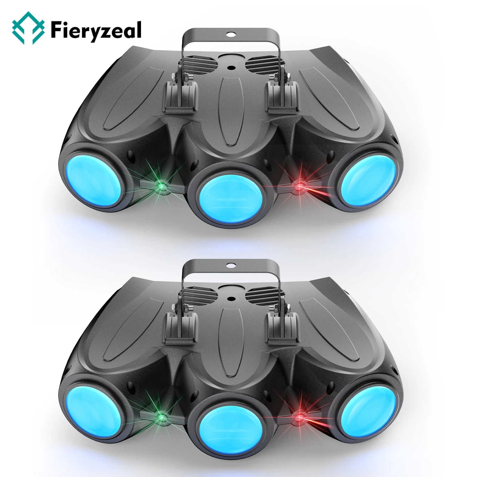 Fieryzeal 2PCS 30W RGBW 192LED Stage Light 3 Heads Airship Projector Lamp DMX512 Patterns Stage Effect Light for DJ Disco Party