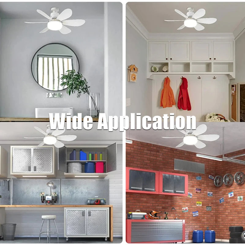 Home E27 Base Ceiling Fan Light with 30W/40W LED Night Light Adjustable Lighting Mode Remote Control High Wind Power Ceiling Fan