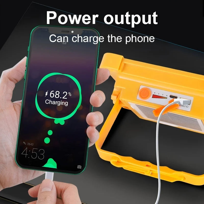 Solar Flood Light Power Bank IP66 Waterproof USB Rechargeable Camping Tent Lamp for Outdoor Emergency