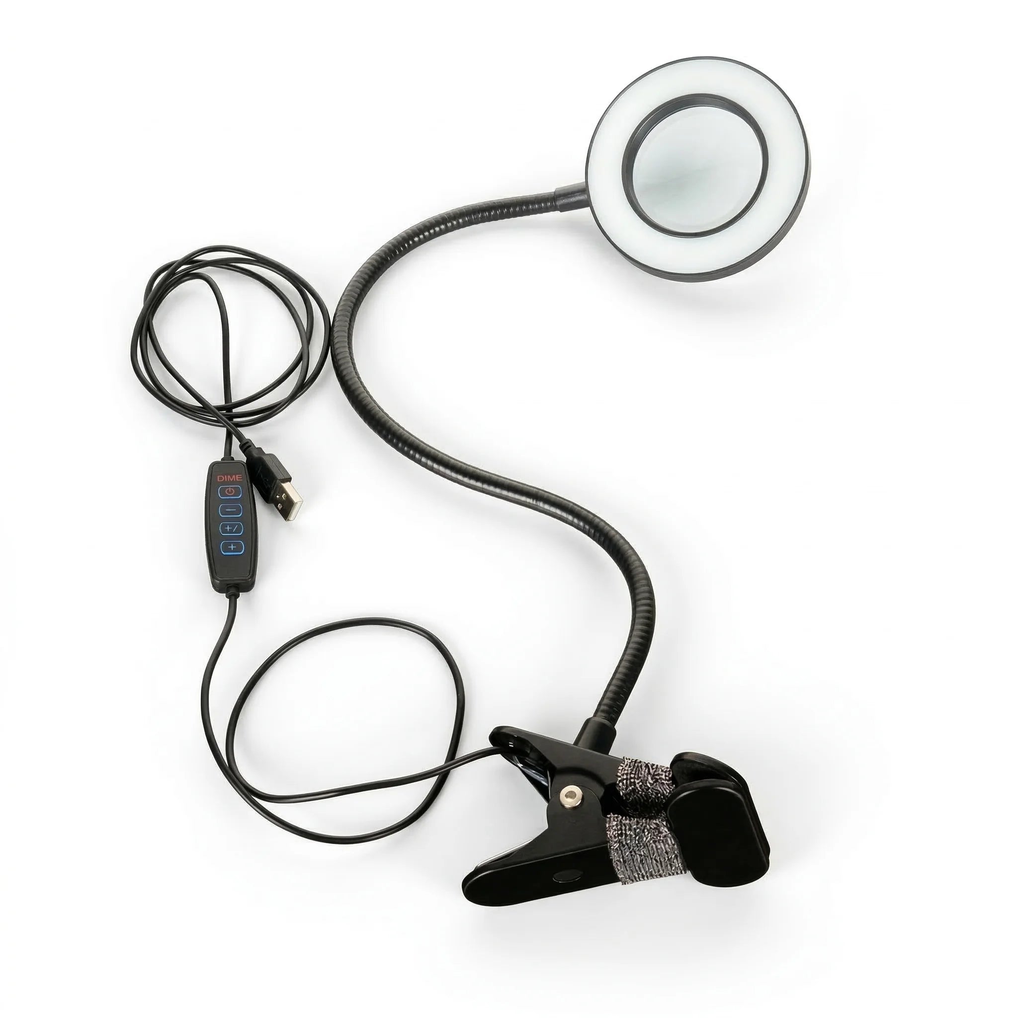 Dimmable LED Clip On Magnifying Lamp 5X, Clamp Magnifying Glass with Light for Reading, Crafts, DIY & Repair, 1 Piece.