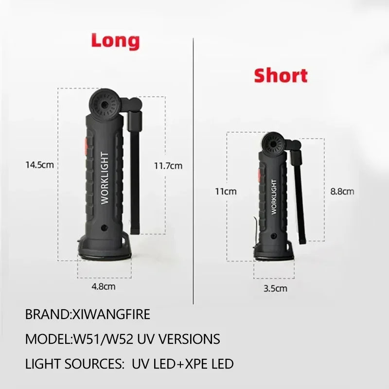 395nm UV Flashlight-Magnetic&Hook Rechargeable 400mAh Blacklight,for Resin Cure,Pet Stain,Scorpion Finding (Portable Foldable)
