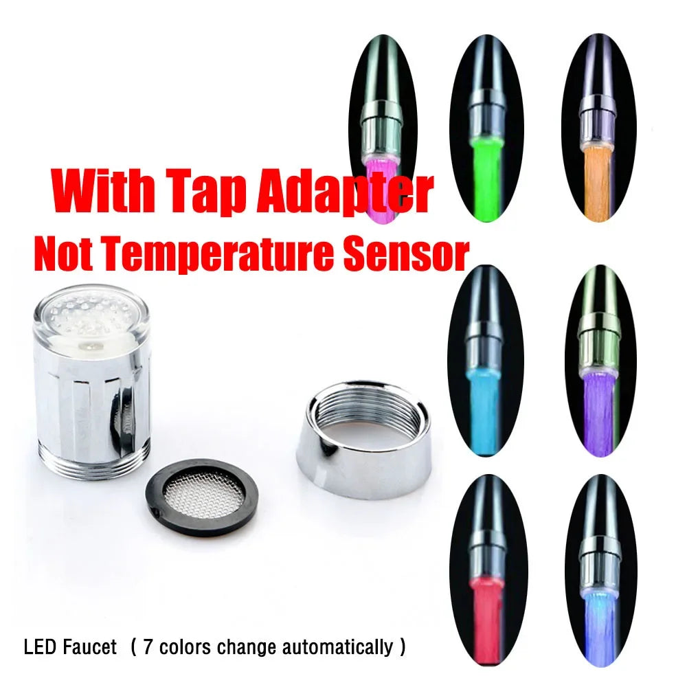LED Glow Shower Tap Faucet Nozzle Head 7 Colors Change Home Bathroom Kitchen LED Faucet Stream Light Novelty Light