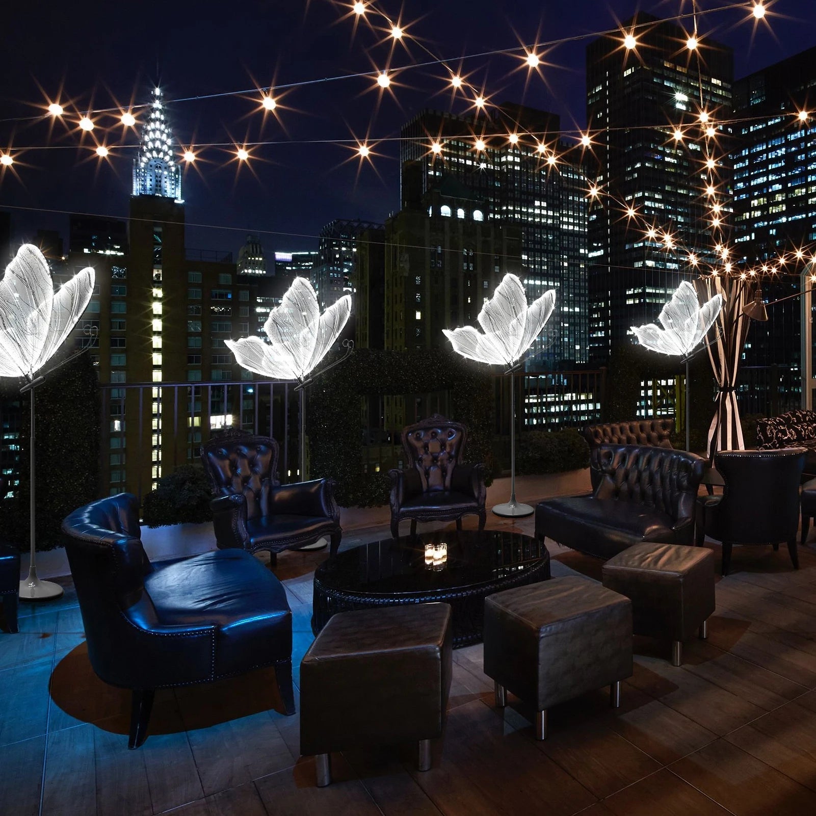 2Pack 55.1-70.8 Inches (Adjustable) Butterfly Floor Lamp, Wedding LED Floor Lamps - Wedding Romantic Hanging Decoration Lights Fixture, Butterfly Ceiling Light for Wedding, Party, Christmas, Adjustable Height Creative Props