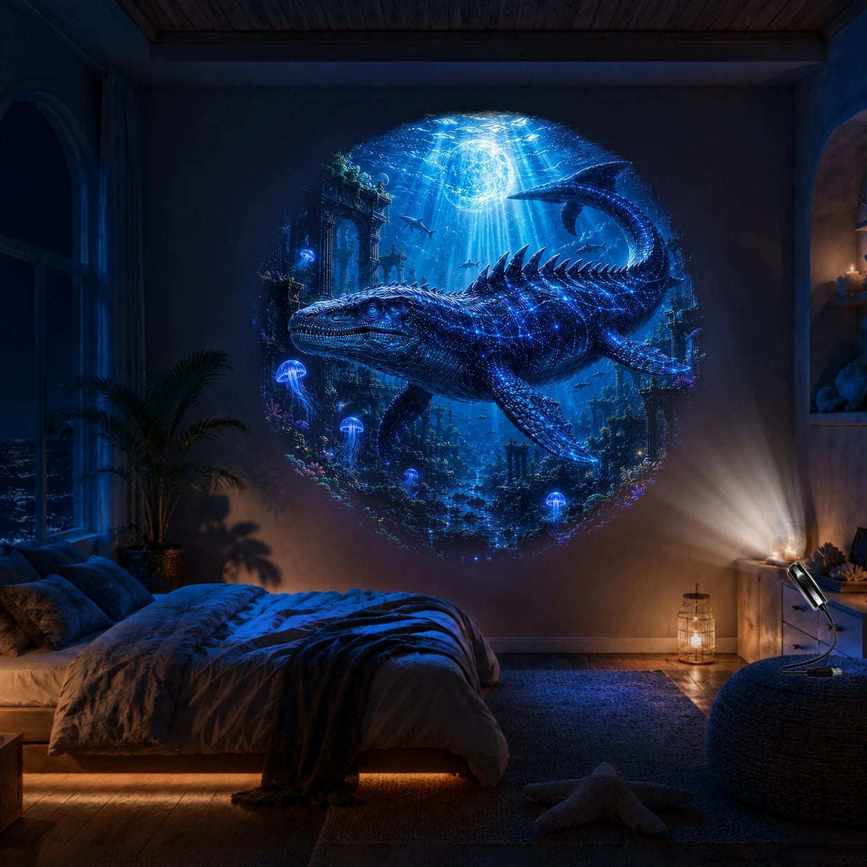 Jurassic Dinosaur Projection Light, Various Dinosaur Themes, Suitable for Bedroom Bedside Decorative Ambient Lighting.