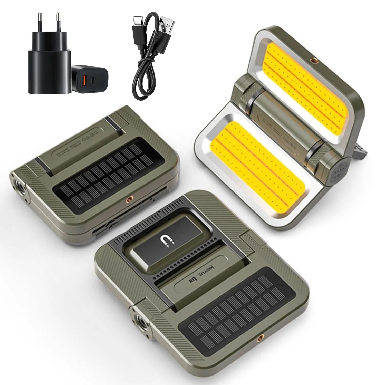 Solar Camping Light，USB/Solar Recharge Portable Lamp with 2000mAh Battery 6 Lighting Modes Outdoor Portable Hanging Tent Light