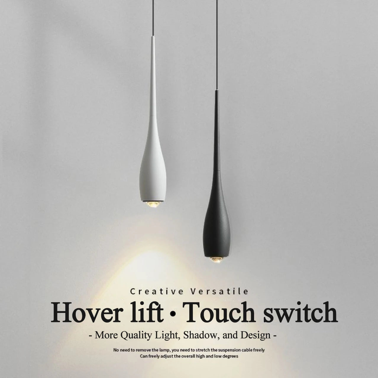 MARPOU LED Pendant Light 6W Adjustable Height Touch Switch Modern Minimalist Creative Design Chandelier for Bedroom Bedside Bar