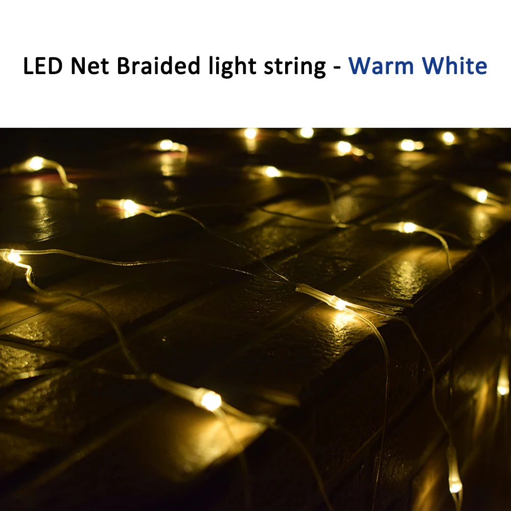 LED Net Curtain Light 110V 220V Fairy Lights Outdoor String Christmas Garlands Xmas Party Garden Wedding Decoration 3X2M 6X4M