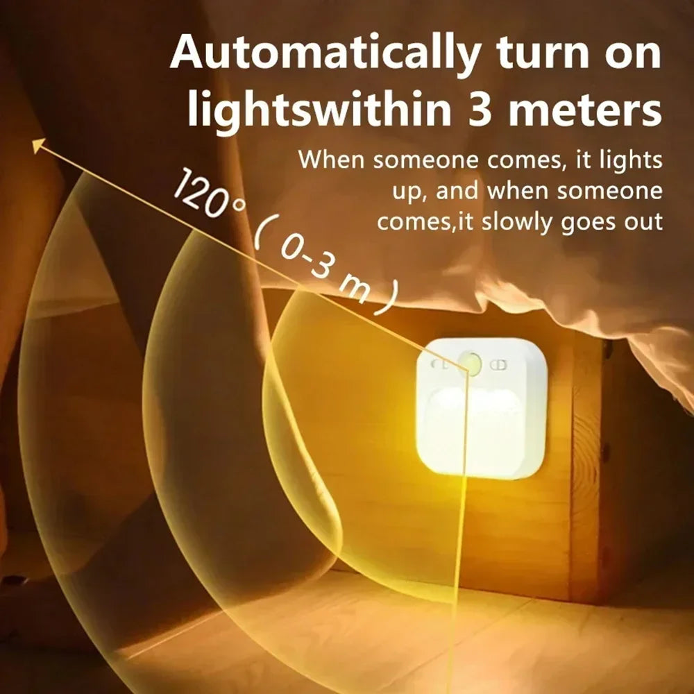 Wall Lamp Motion Sensor LED Night Light Rechargeable Stick-on Magnet Night Lamp for Bedroom Stairs Cabinet Hallway Kitchen Light