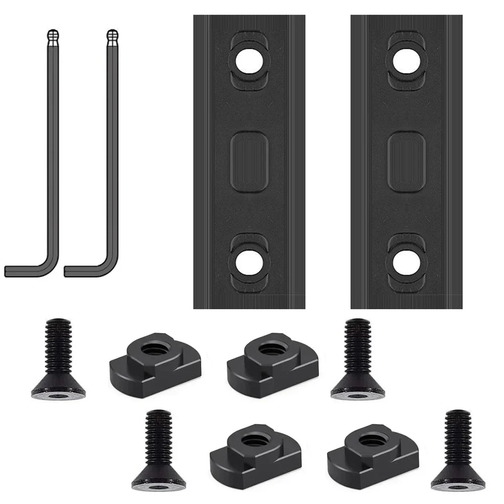 2PCS Black Aluminum Picatinny Rail Set 5 Slots with 4 T-Nuts 4 Screws And 2 Allen Wrenches for Accessory Mounting